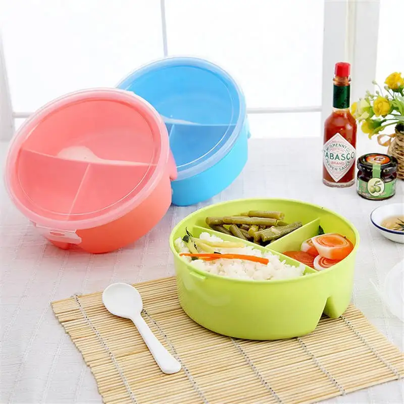 

1PC 500ML Colorful Food Storage Container Food-Grade Plastic Tableware Set Round Shape Students Kids Random Color Kitchenware