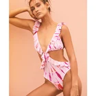 Женский слитный купальник с чашками пуш-ап и глубоким V-образным вырезом