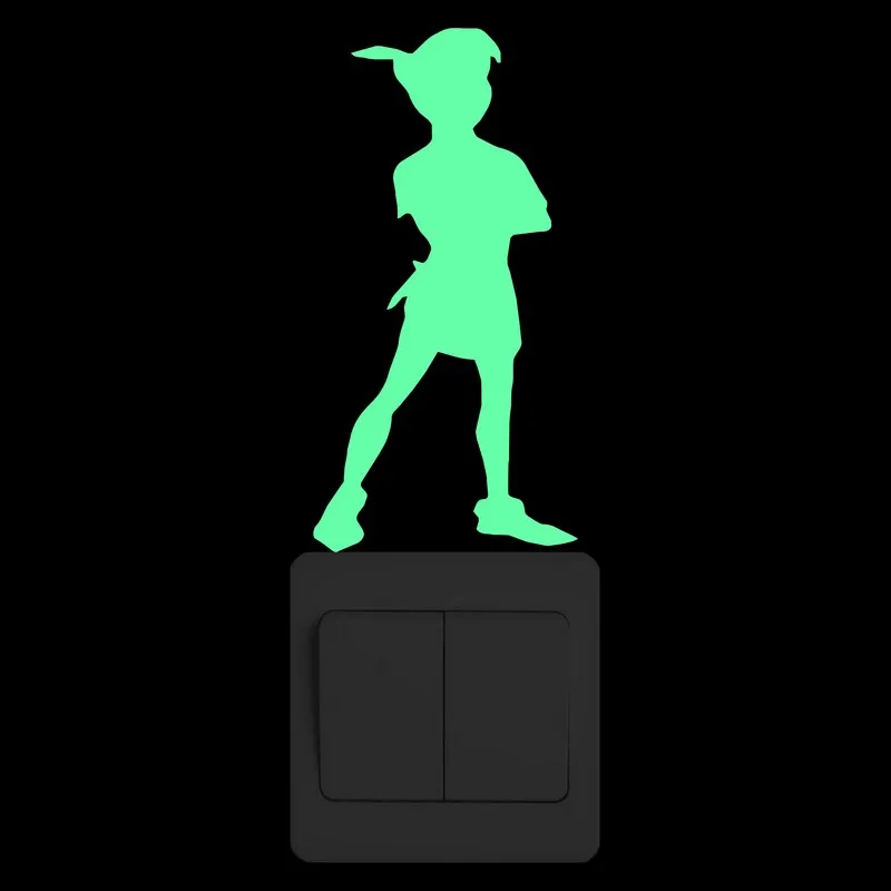 Мультфильм маленький мальчик светящийся в темноте переключатель наклейка