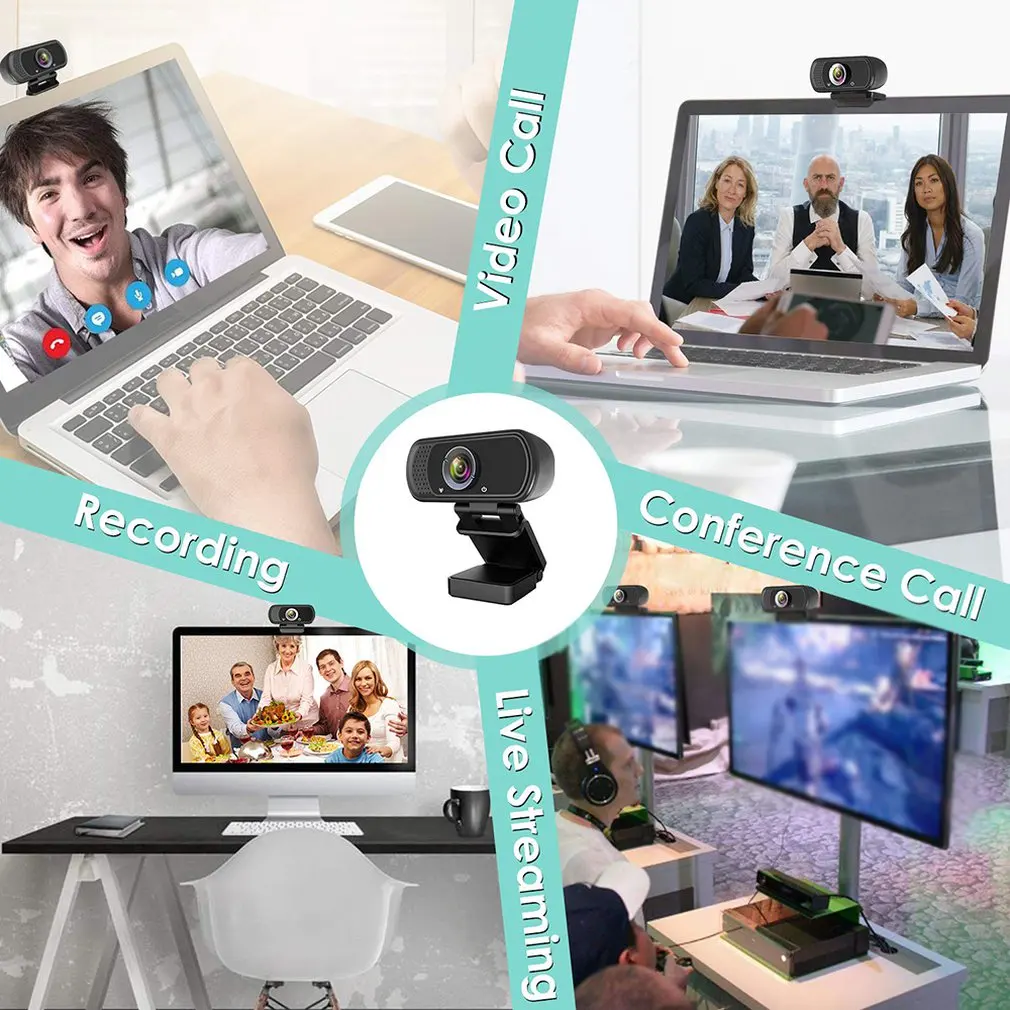 

1080p Camera With Stand And Protective Cover High Definition Webcam PC Laptop Desktop USB Webcam Widescreen Camera