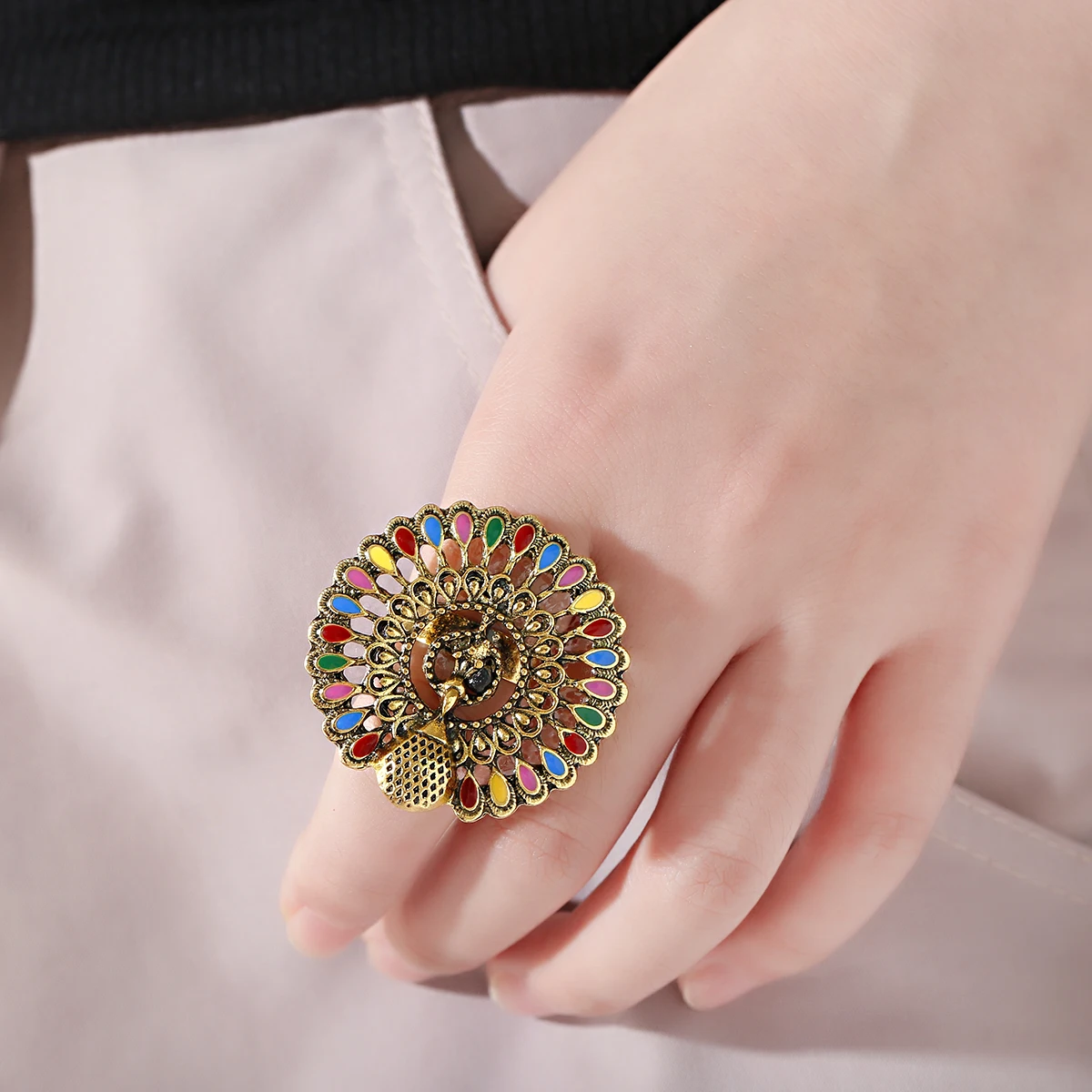 Большие круглые золотые жемчужные кольца в стиле бохо для женщин индийский