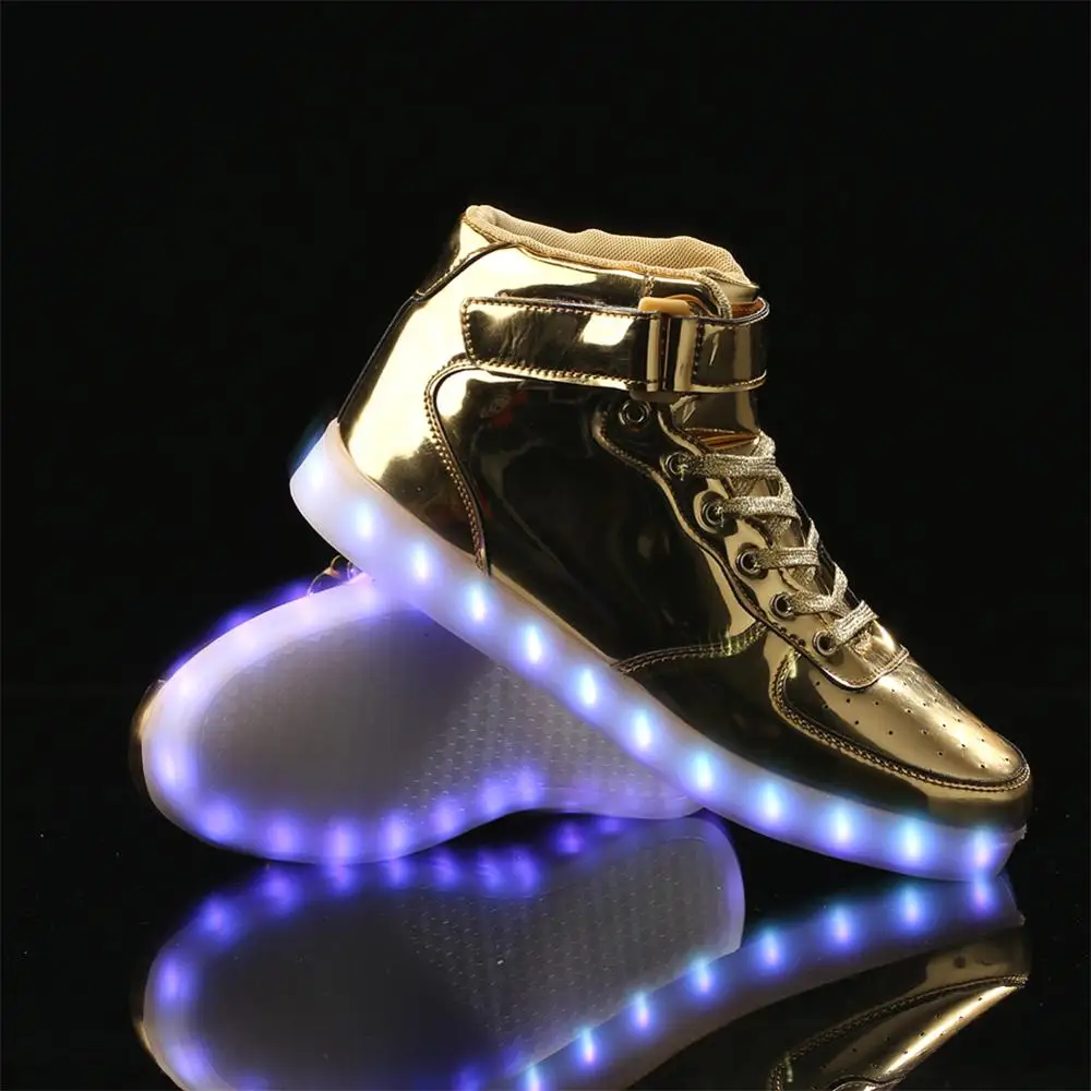 IGxx High Top LED Shoes Light Up For Men Sneakers USB Recharging Women Glowing Luminous Flashing Kids |