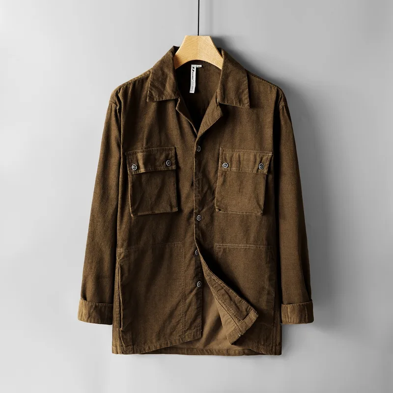 Вельветовая хлопковая брендовая куртка для мужчин осенние мужские куртки с длинным рукавом повседневные