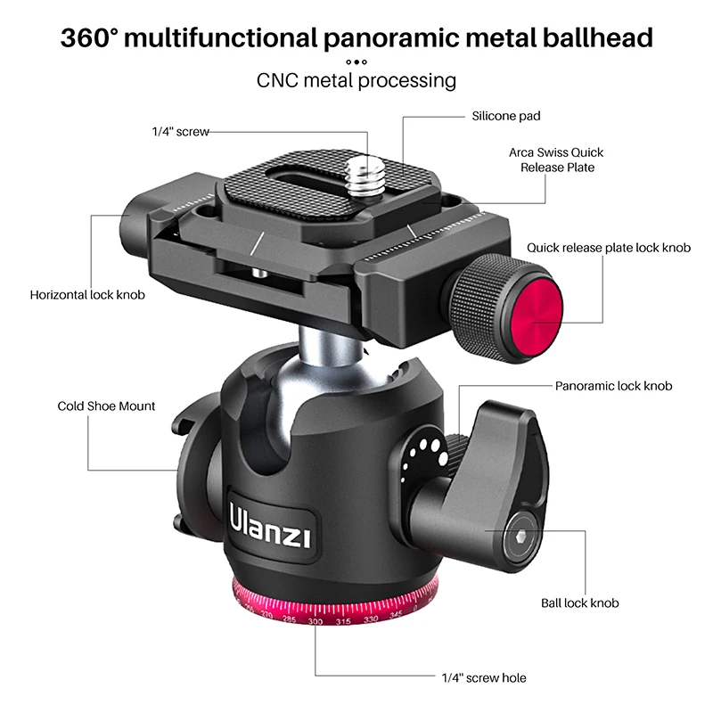 Ulanzi MT-21 DSLR Камера штатив-тренога из углеволокна Выдвижная легкий Arca Swiss штатив