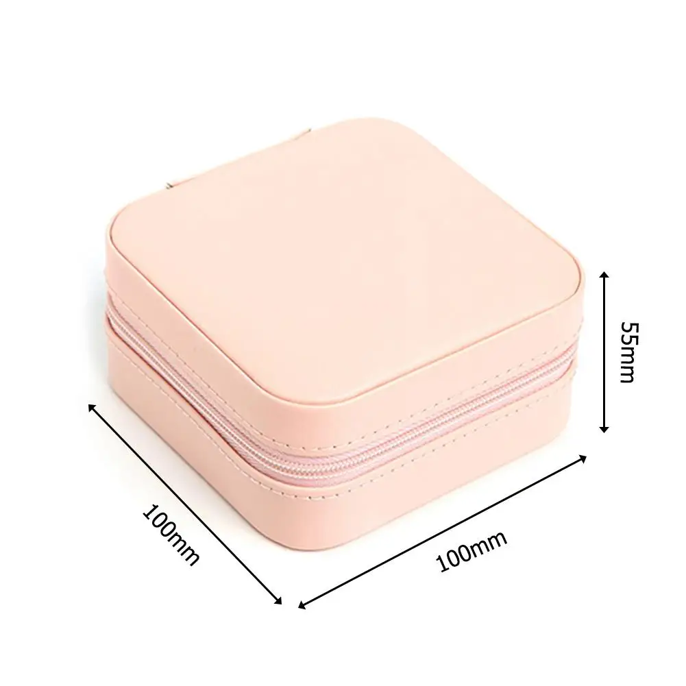 

Jewelry Box Portable Storage Organizer Earring Holder Zipper Women Female Jewelry Display Travel Case Dropshipping 100x100x55mm