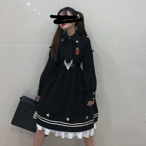 Dress Новое черное классное платье для девушек в школьном стиле, женские топы с длинными рукавами, юбка, накидка, стильное платье в готическом стиле Лолиты, женское платье - Цвет: Dress