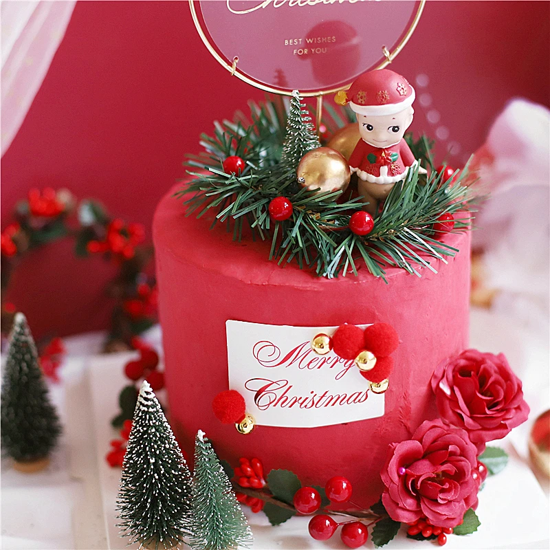 Цветочные листья веселый Топпер на Рождественский торт новый год лося ребенок