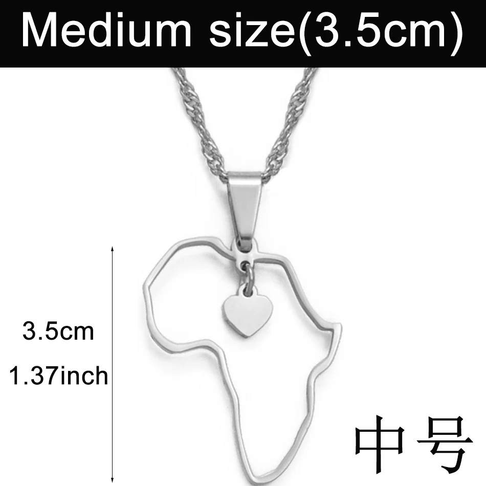 3.5cm pendant Anniyo(два размера) золотой цвет кулон Карта Африки ожерелья для женщин девочек сердце Африканский карты ювелирные изделия талисманы подарки#010421 - Окраска металла: 3.5cm pendant