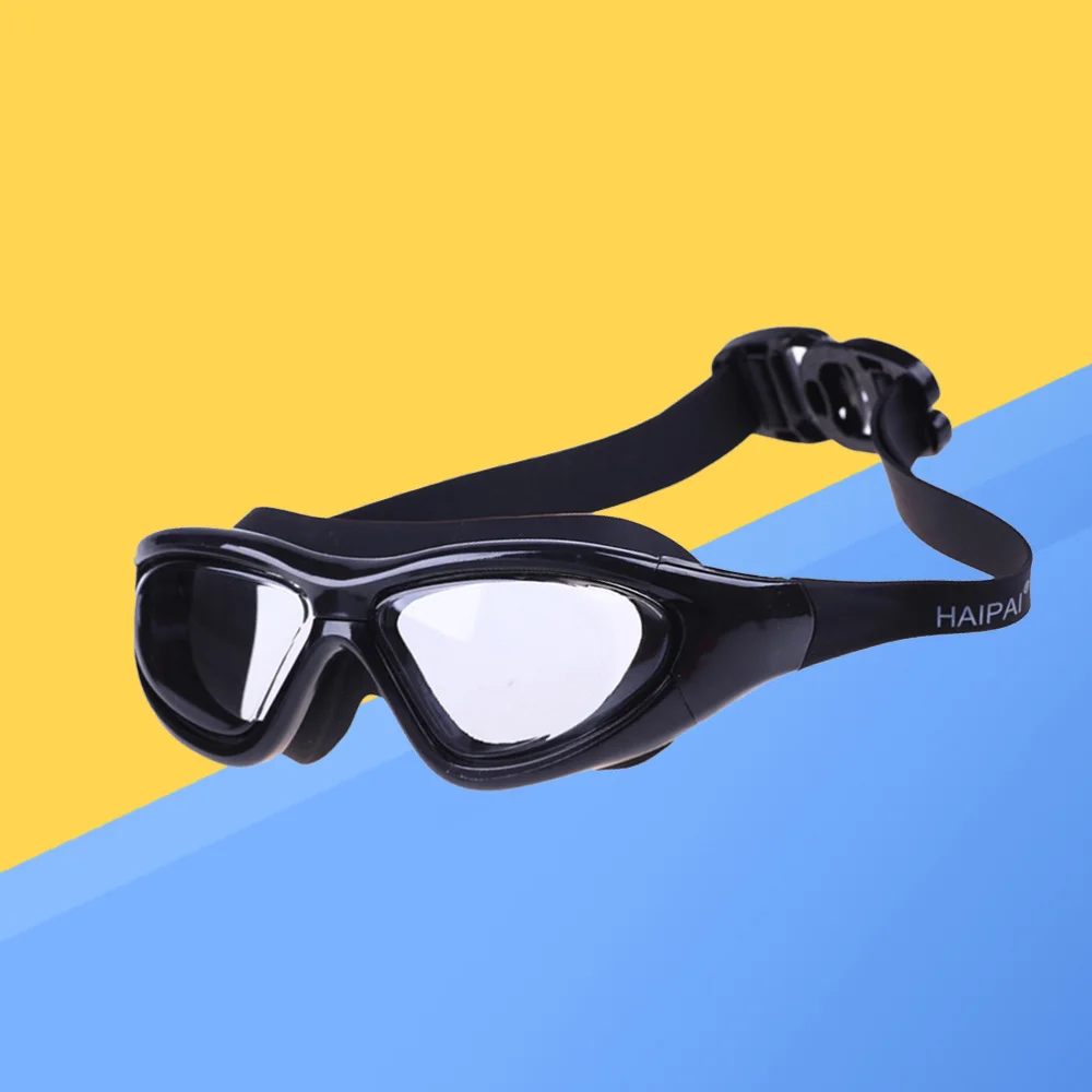 

Unisex Swimming Goggles Waterproof Anti-fog Leak Clear UV Protective Plain Plating Silicone Strap Swimming Glasses (Blac