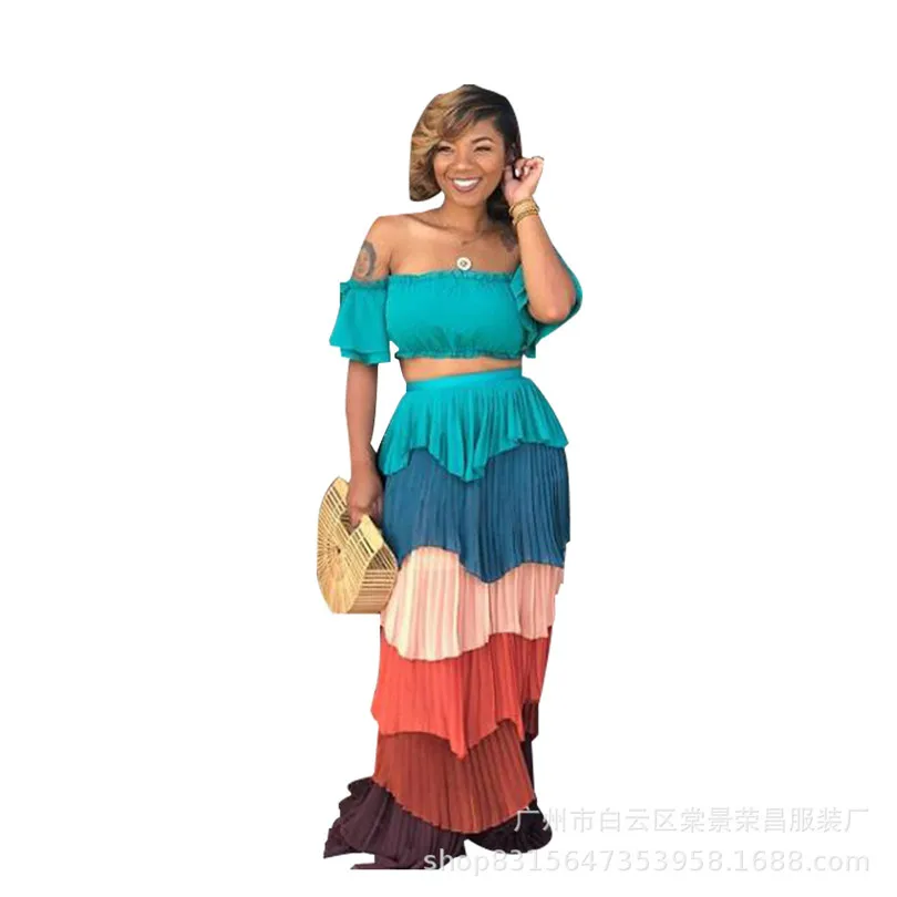 Женский укороченный топ с открытыми плечами и завязками плиссированные юбки