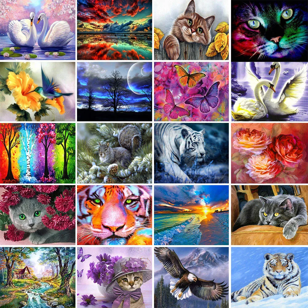 

5D Diy Diamond Painting New Arrival Cross Ctitch Kits 5D Diamond Mosaic Embroidery Landscape Animal Mosaic Painting