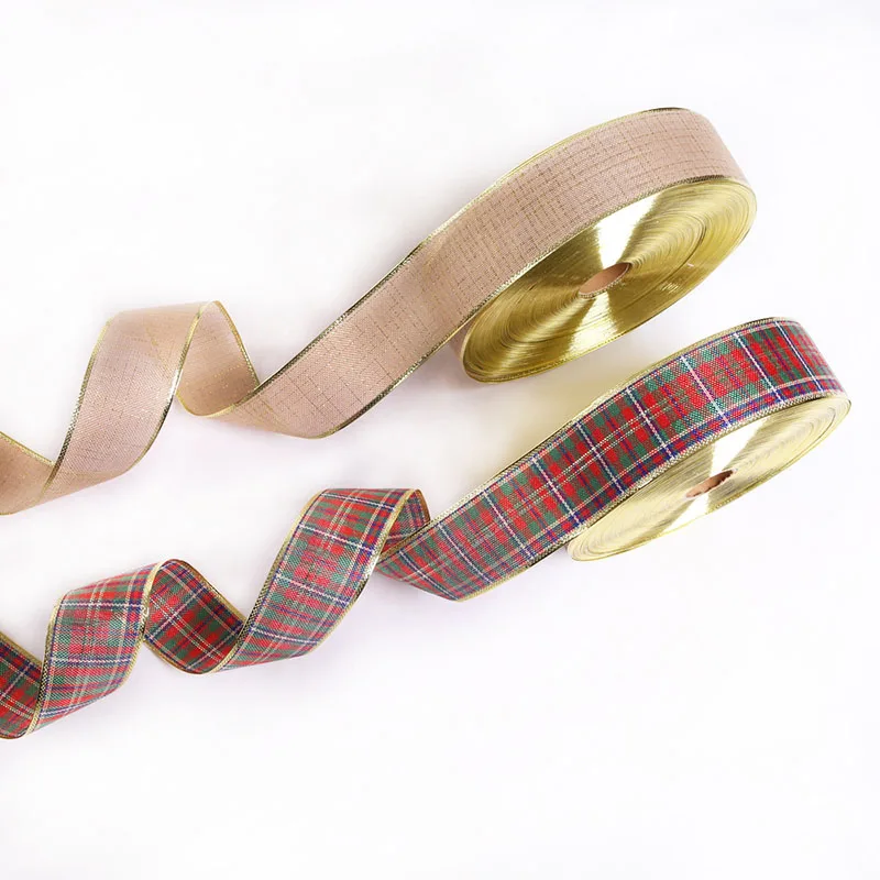 2 м * 6 5 см Горячая продажа DIY Рождественская лента льняная клетчатая Проводная