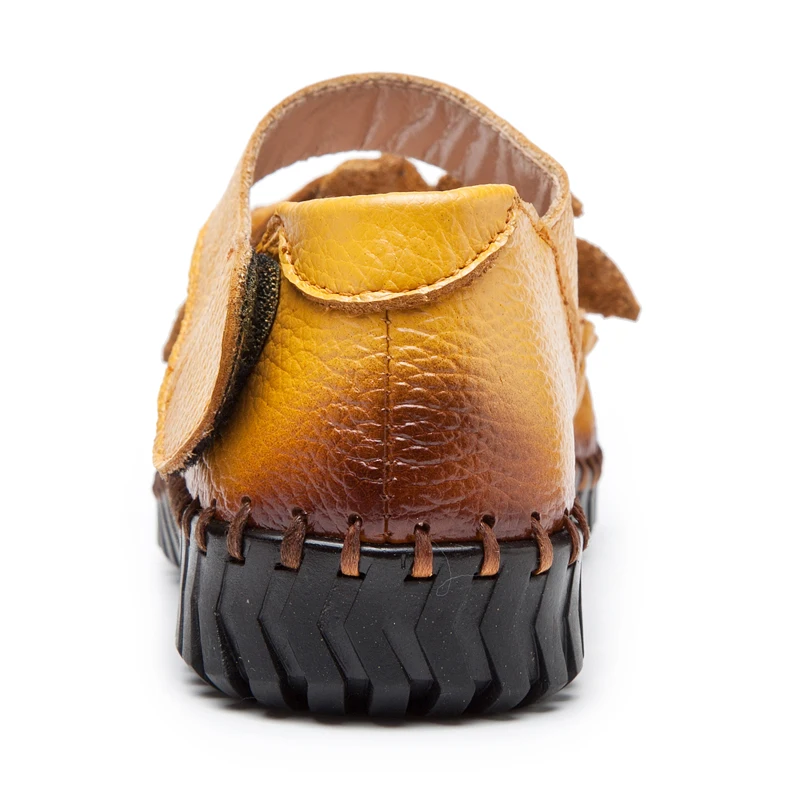 Сандалии женские кожаные на платформе пляжная обувь плоская подошва натуральная