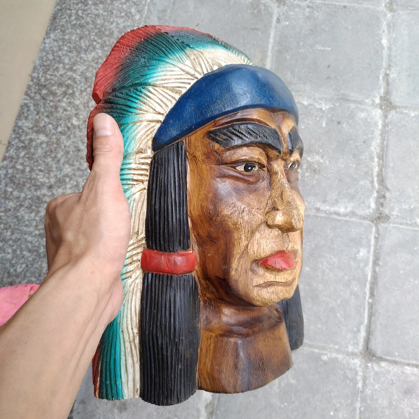 Резьба по дереву Декор Индийская маска вождя Статуэтка стена кулон декоративные