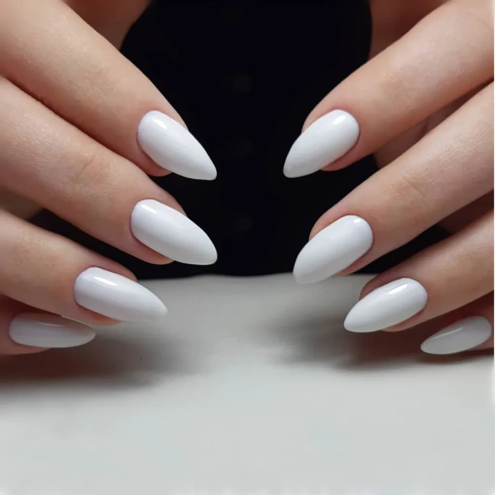 

24Pcs Shiny White Short Stiletto False Nails For Design DIY Full Cover Artificial Fake Nails Art Tips Press On Manicure Tools