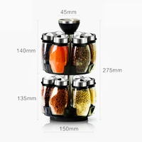 double layer kitchen jars spices rotating glass cruet seasoning jar set bbq pepper salt shakers paprika bottle kitchen storage