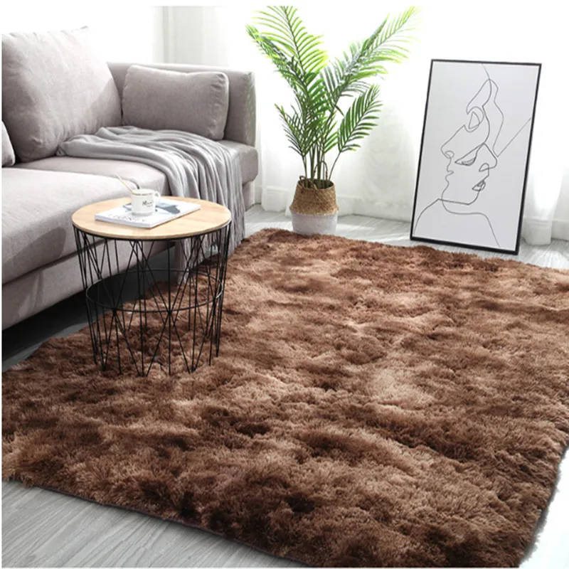 

Bedroom Carpet Window Bedside Mat Living Room Carpet Rug Nordic Fluffy Non-slip Tie-dyed Carpet Large Size Area Rugs Room Mat