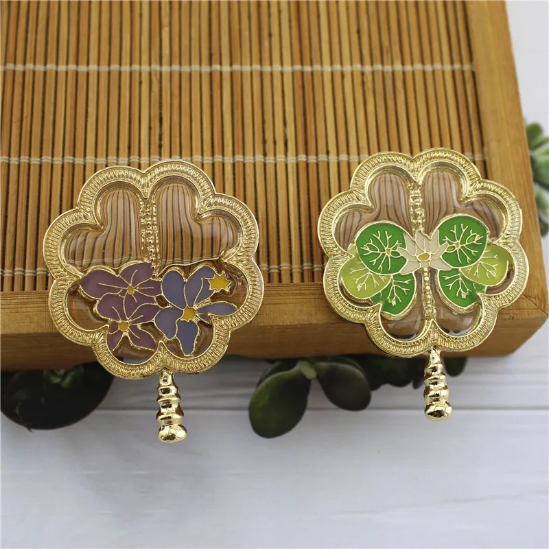 Qingdao factory semi-permeable oil dripping process alloy fan enamel brooch elegant retro corsage female | Украшения и аксессуары