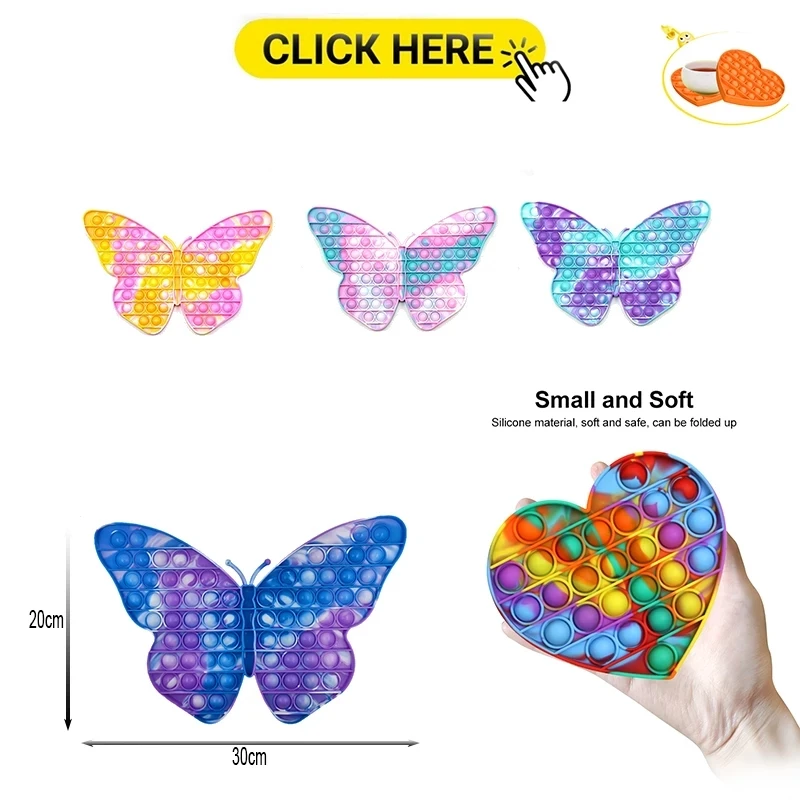

Big Pop Butterfly Fidget Sensory Toy Tie Dye Antistress Push Bubble Fidget Toy Squishy Fidget Poppit Kawaii Kids Dimple Popet