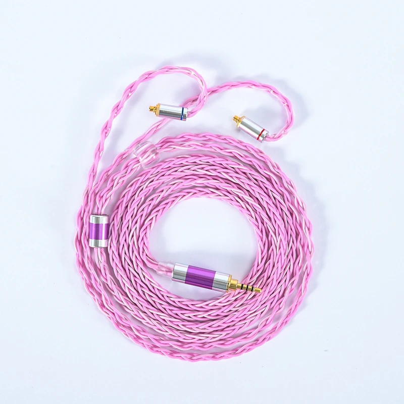 XINHS 8-ядерный 6N OCC Радужный Розовый кабель 3,5/2,5/4,4 мм штекер с MMCX/0,78 мм/QDC/TFZ для открытия VX ZAX C12 CA16 MK3