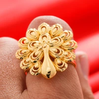 rings jewellery new dubai 24k gold color ring for women accessories wedding jewelry african couple resizable ring girls gifts