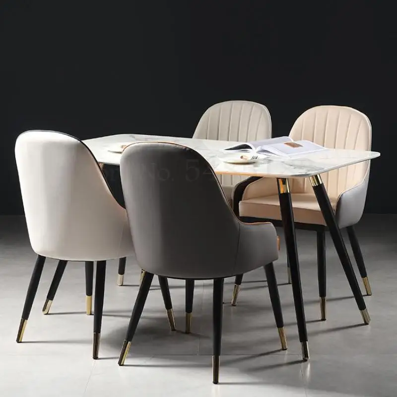 Скандинавский обеденный стол стул простой домашний кожаный ins сетка красный