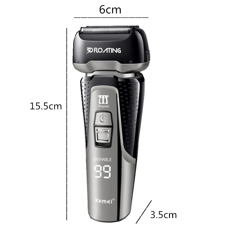 Kemei электробритвы цифровой дисплей для лица машинка стрижки волос Точная мытья