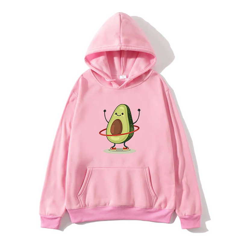 Повседневные толстовки с капюшоном авокадо женская брендовая теплая фиолетовая