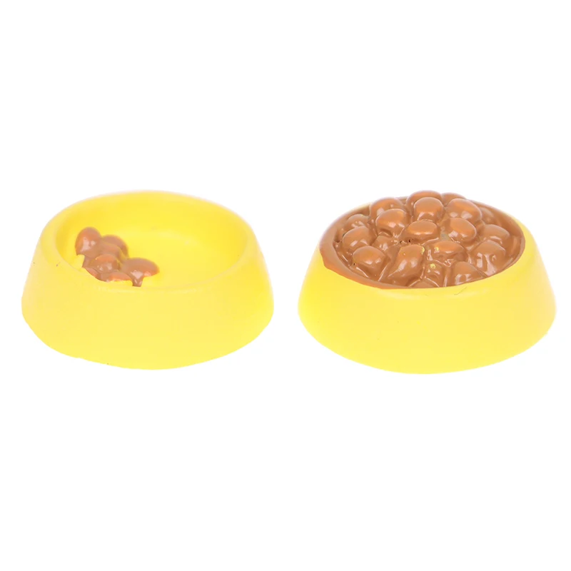 

1pcs Mini Pet Dog Food On Bowl For Dolls Accessory Kitchen Garden Courtyard Decoration Life Scene Dollhouse Miniature