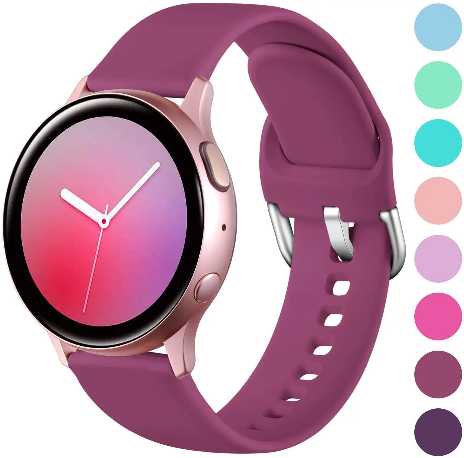 

20mm Silicone Watch Band for Samsung Galaxy Watch 42mm Active2 40/44mm Soft Sport Watch Strap for Samsung S2 Classic Replacement