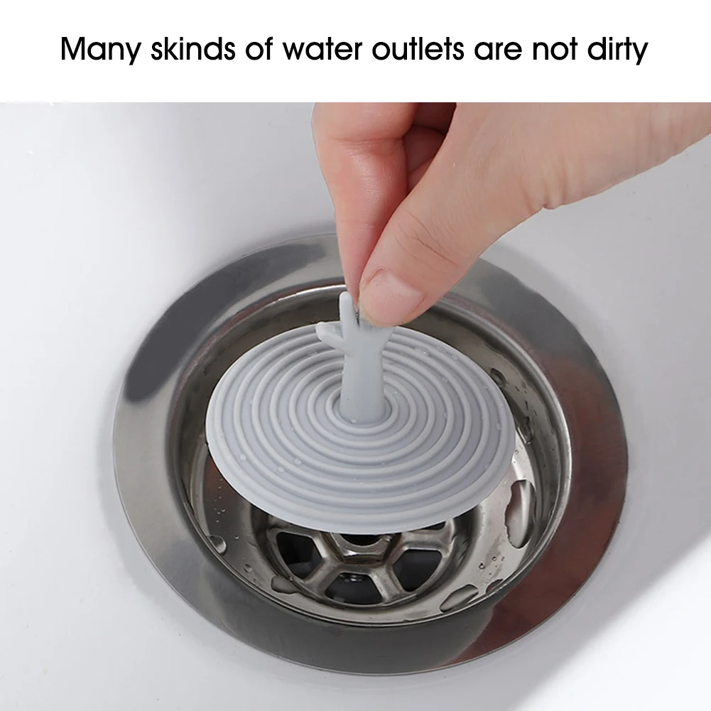 Силиконовая пробка для слива круглая непромокаемая с ручкой волос ванной кухни