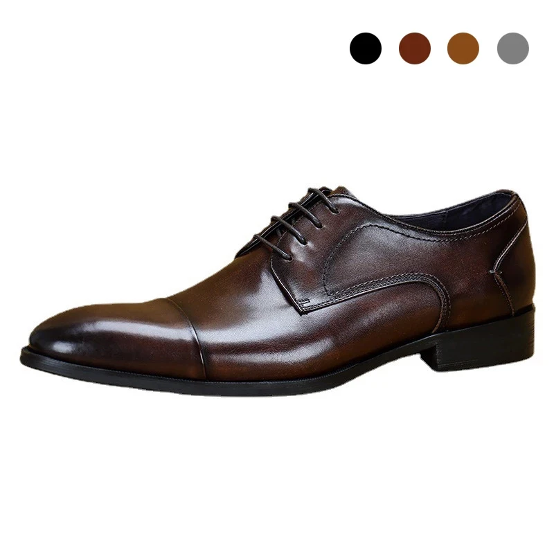 

Derby Bridegroom Dress Formal Office Best Men Black Shoes Original Casual Business Designer Shoes Genuine Leather