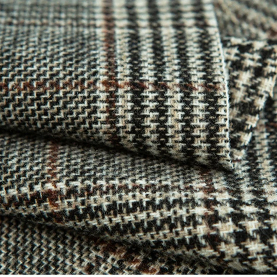 Woolen Plaid Check Fabric Yarn Dyed Cashmere British Style Grid DIY Sewing Coat Blazer Suits Needlework Tissu 50X145cm Telas images - 6