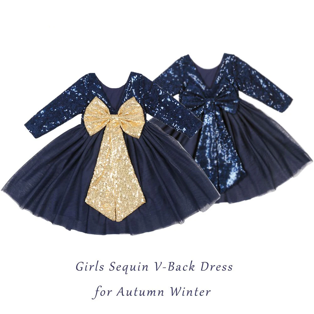 

Girls Sequin Tutu Dress New Fashion Long Sleeve Dress Girls Party Birthday Dress Flower Girl Wedding Dress Toddler
