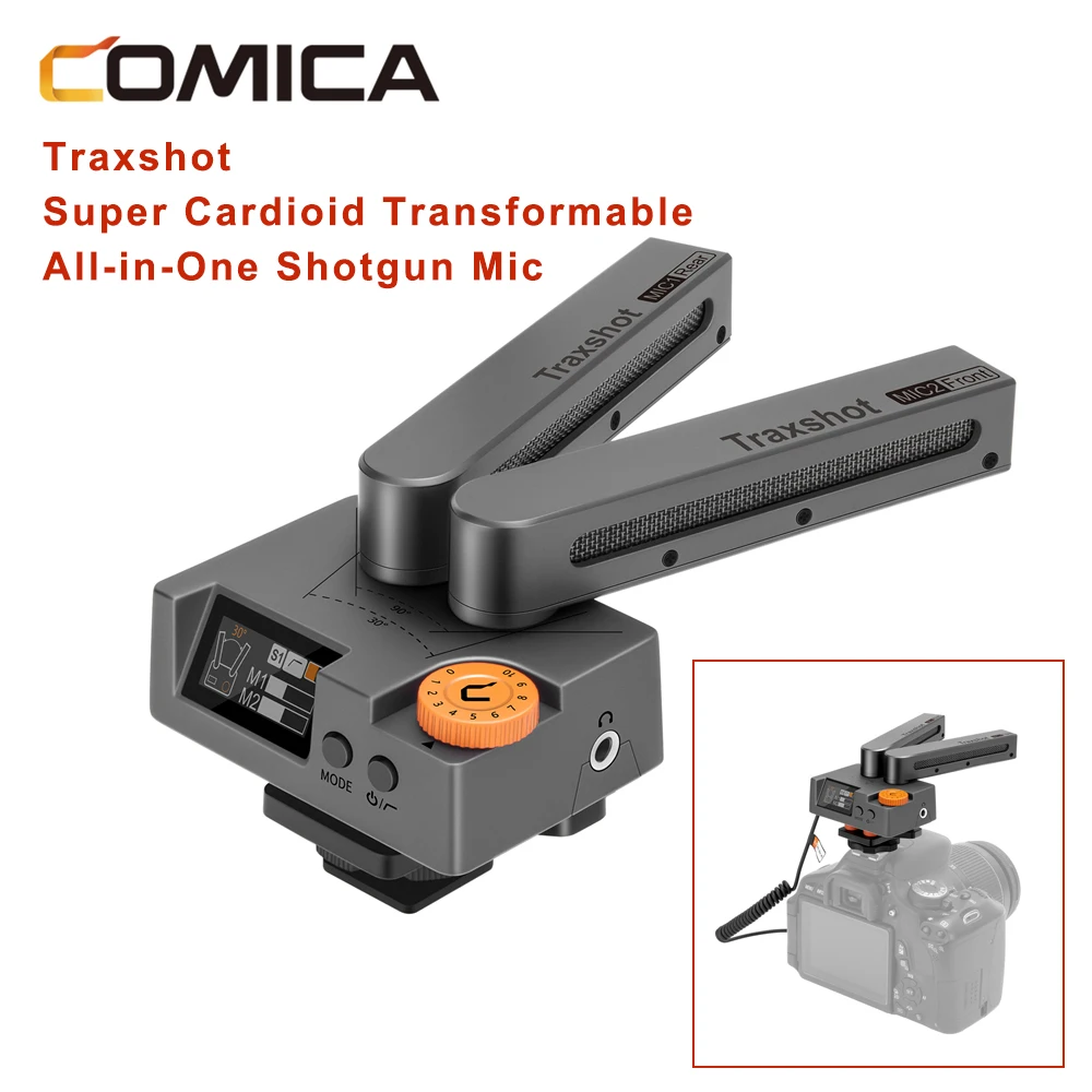 

Суперкардиоидный микрофон COMICA Traxshot «все в одном» для камер Canon, Nikon, Sony