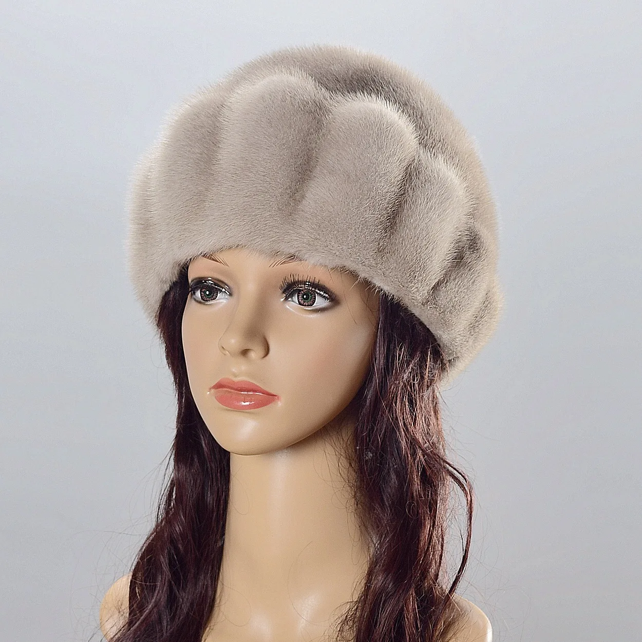 JKP Women's Real Mink Fur Hat Winter Keep Warm Whole Mink Hat Ear Protection Female Fashion Leisure Cap Beanie