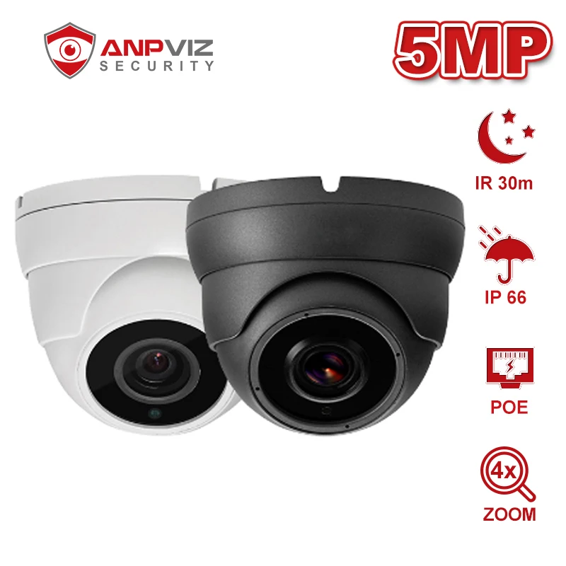 Купольная IP камера Anpviz 5 Мп POE 4 кратный зум аудио для дома и улицы