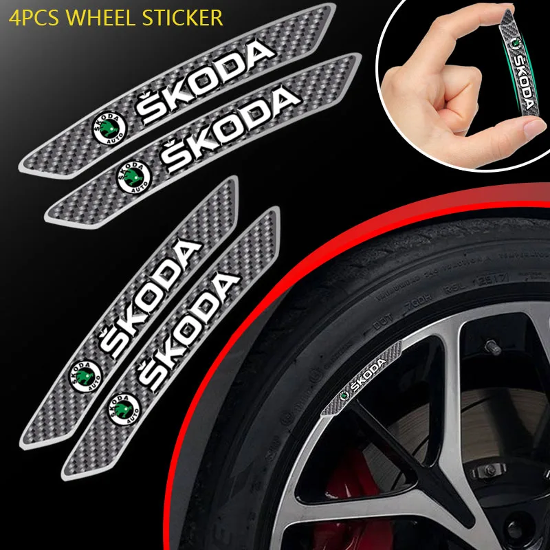 

4pcs Racing Rims Car Wheel Stickers Decorative Stripe Decal for Skoda Octavia 3 Fabia Citigo Kodiaq Karoq Superb Car Accessories