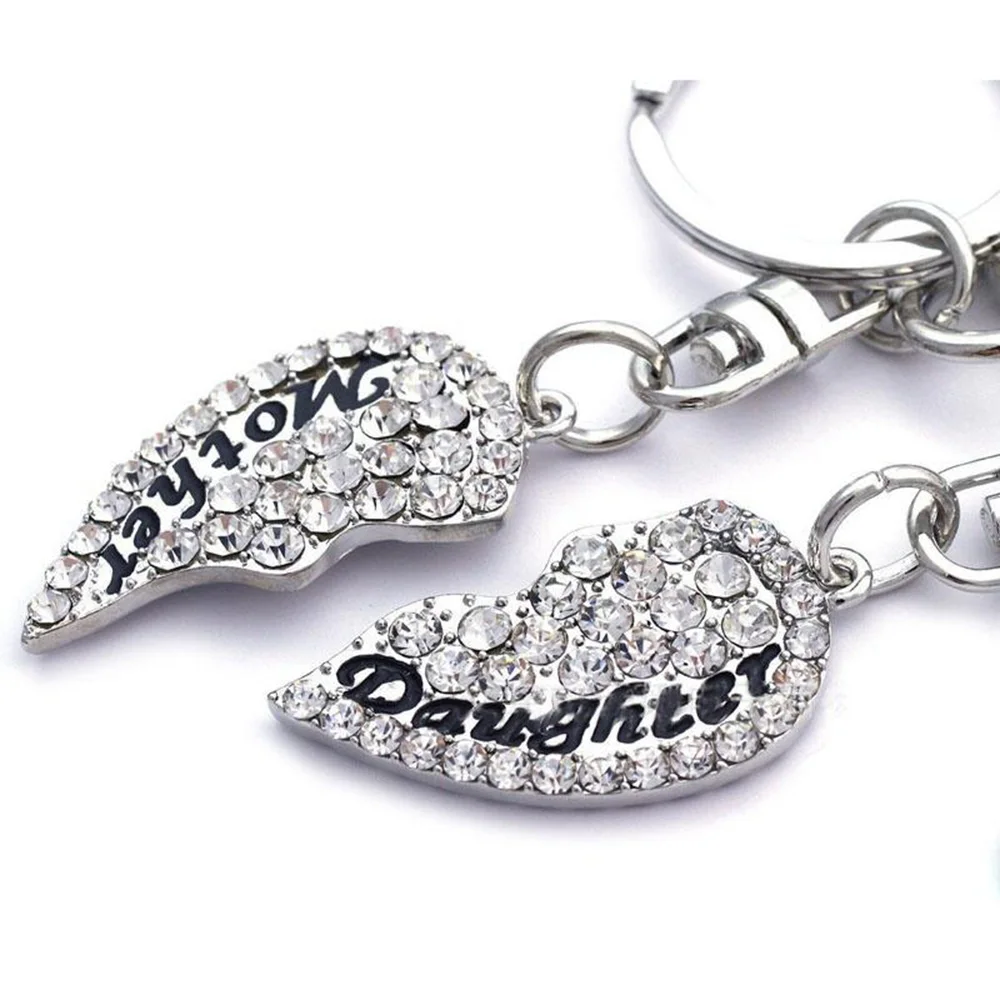 

Stylish Fashionable Jewelry Mother and Daughter Key Chain Key Ring Bag Charm Gift Mother's DAY Heart-shaped