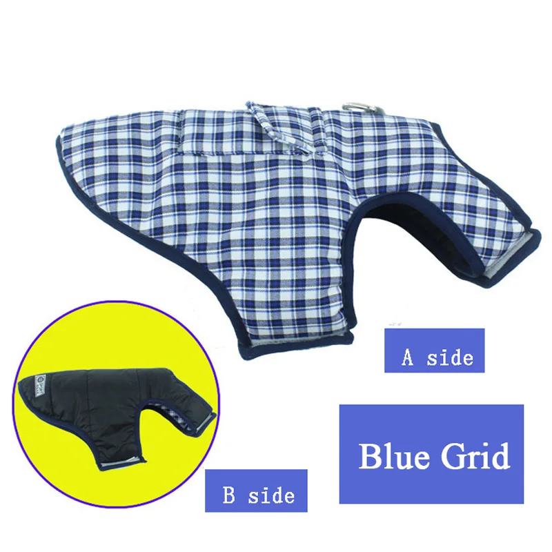 Blue Grid Зимняя теплая одежда для собак для маленьких, куртка для собачек-мопсов, пальто для собак, одежда для щенков, кошек, чихуахуа, французская одежда для французского бульдога, товары для домашних животных - Цвет: Blue Grid