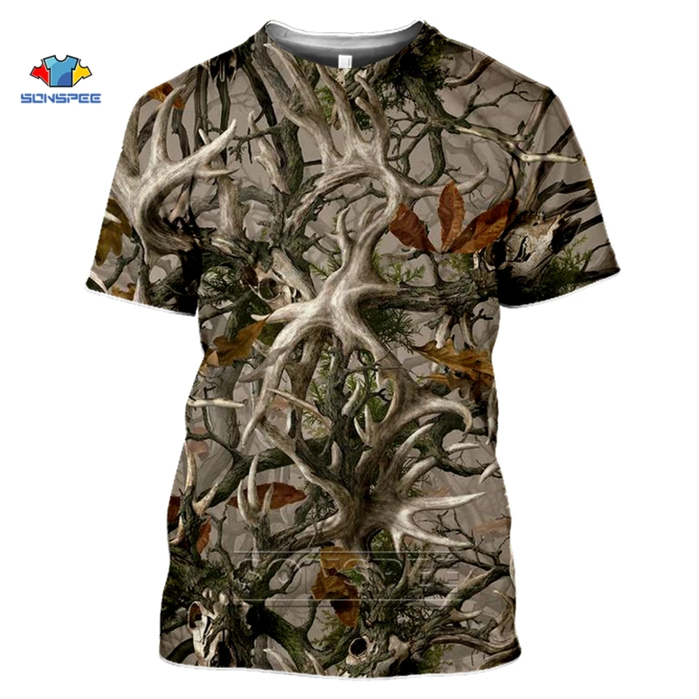 SONSPEE Outdoor Hunting Camouflage T-shirt Men 3D Print Summer Cool Military Tops Sport Camo Camp Gym Tees Shirts Mens Clothes | Мужская