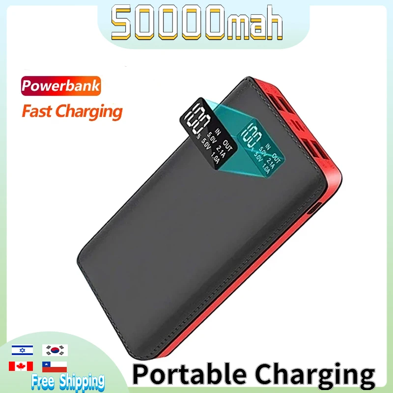 

Power Bank Portable Charger 50000mAh External Battery Digital Display LED Light 4USB Fast Charging Powerbank for Xiaomi IPhone