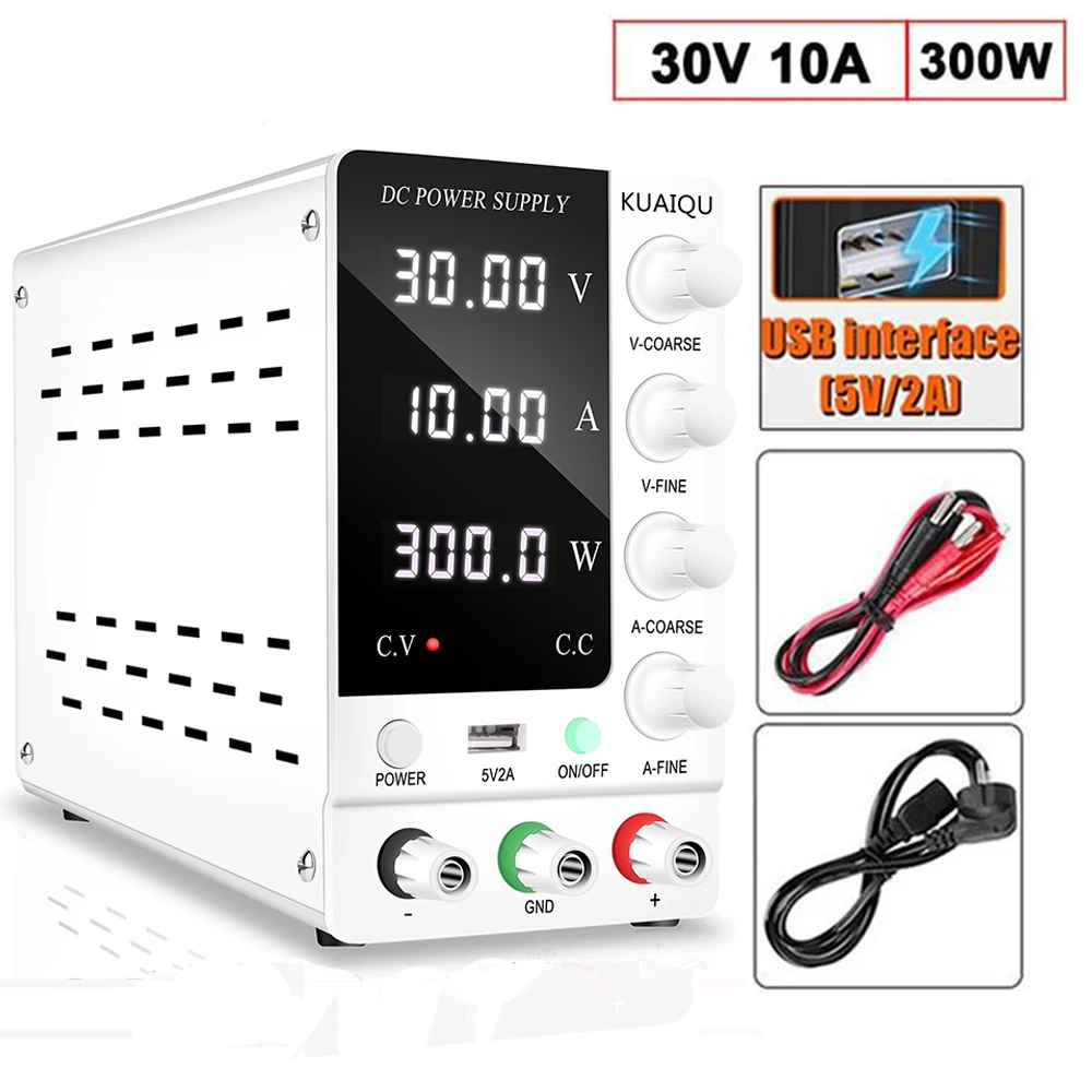 

KUAIQU SPS-C3010 DC Adjustable Power Supplies Lab 30V 10A Switching Voltage Regulator Bench Source Digital 60V5A 110V/220V