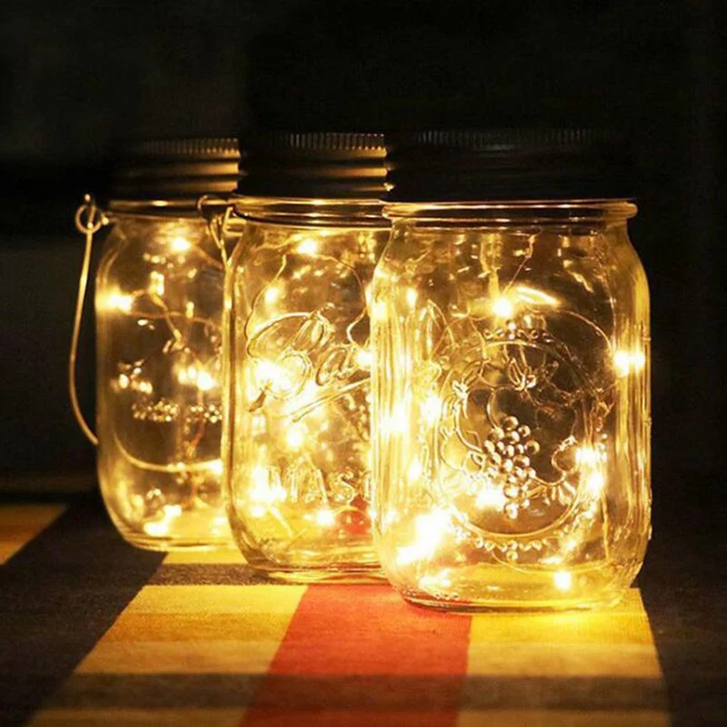 4 упак. Подвесная Солнечная банка с крышкой 10 светодиодов звездная фея светлячок