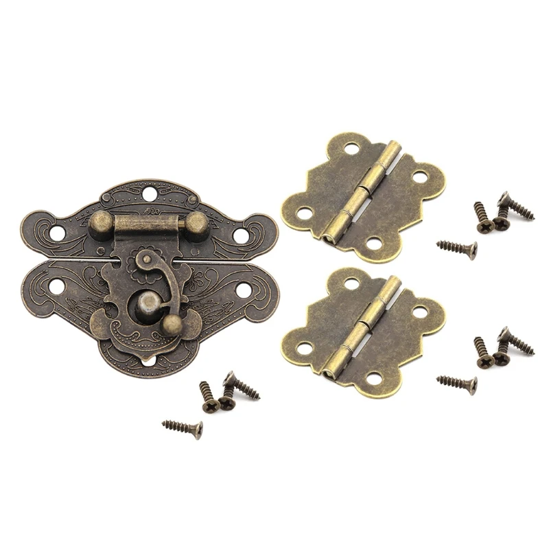 

Retro Style Decorative Cabinet Jewelry Box Latch Hasps with Antique Bronze 2 Butterfly Hinge and 14 Screws