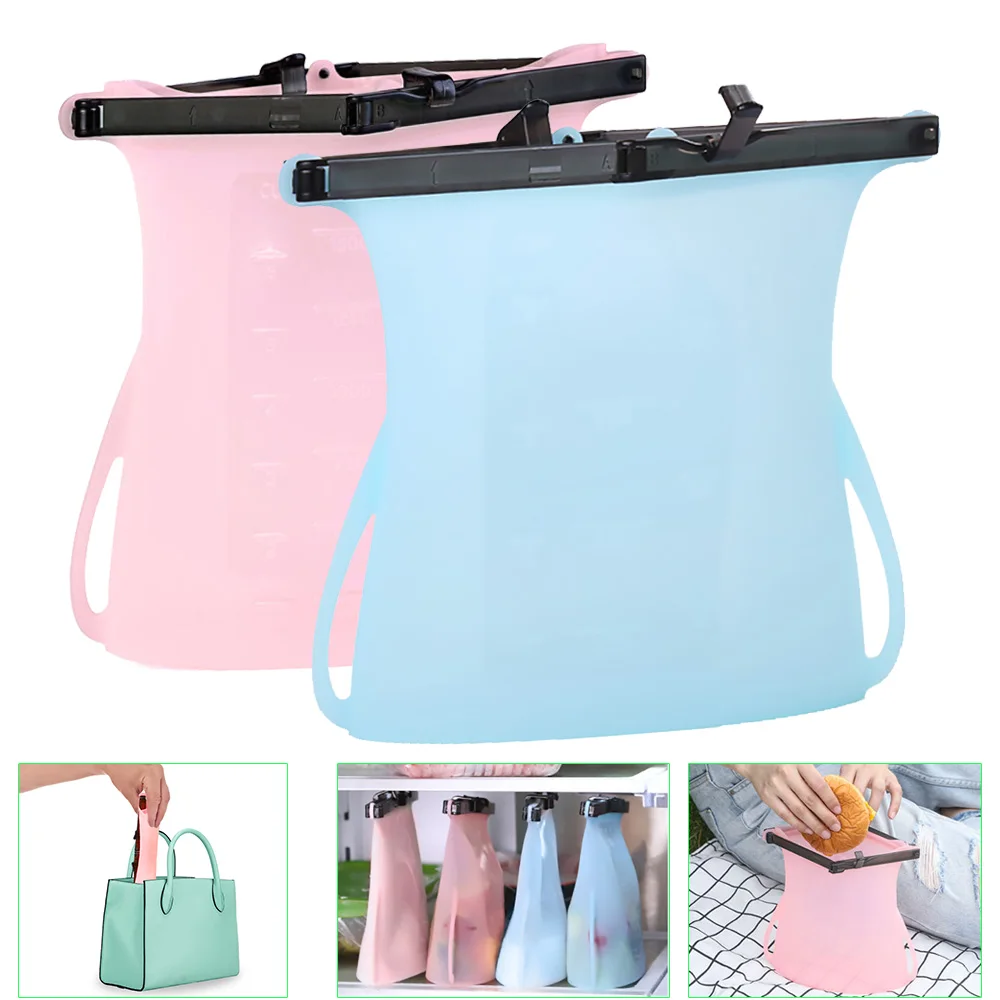 

Reusable Food Storage Bag Silicone Sealing Containers Zip Lock Leak Proof Organizer for Snack Fruit Meat Refrigerator Fresh Keep
