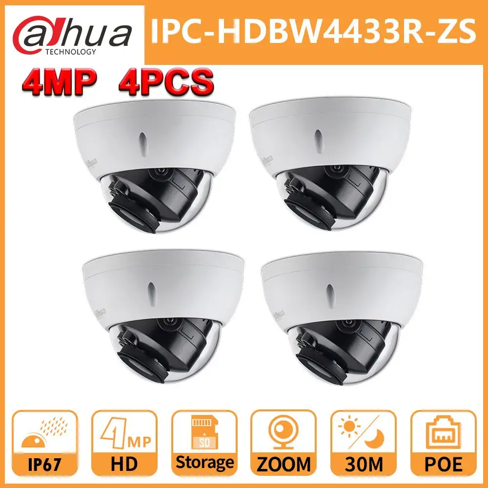 Оптовая продажа 4 шт./лот Dahua IP камера IPC IPC-HDBW4433R-ZS 4MP CCTV PoE IP67 SD для хранения зум IR Range