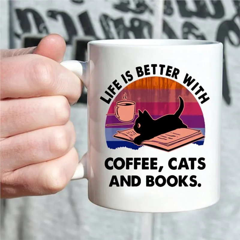 

Christmas and New Year's Day Gifts Custom Mugs Coffee Cups Kitchen Bar Counter Supplies Drinkware Cups Cat Pattern Ceramic Mug