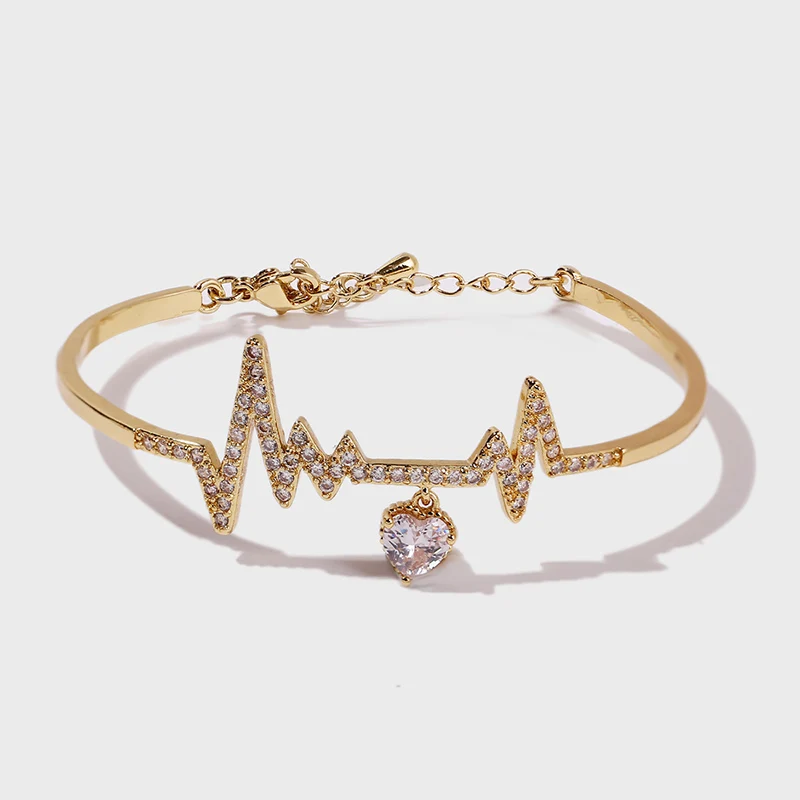 

Женские браслеты из меди и металла, с фианитом, золотого цвета