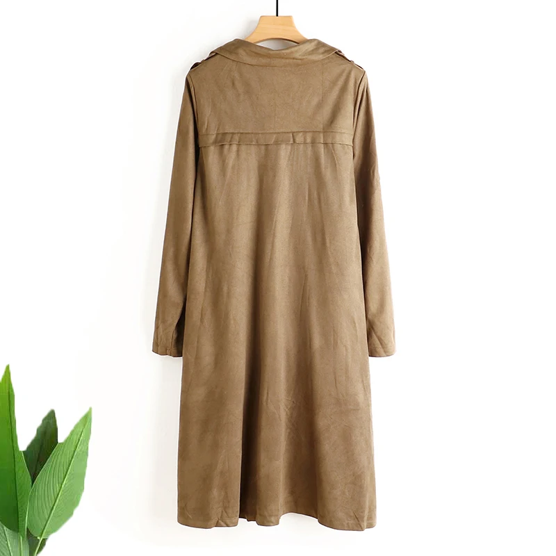 

2021 spring and autumn new style suit collar shawl style mid-length solid color windbreaker thin coat women